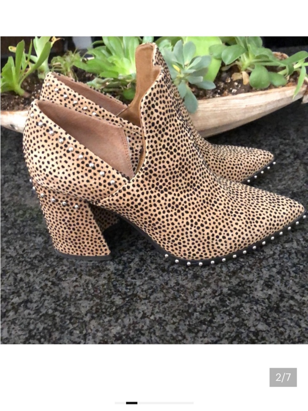Gianni Bini Studded Tan Cheetah-Print Block Heel Booties NEW - Picture 4 of 4